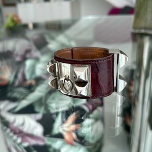 Hermes rare red crocodile collier de chien